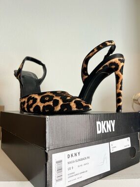 DKNY Leopard-Print Slingback Heels - Brown & Black
